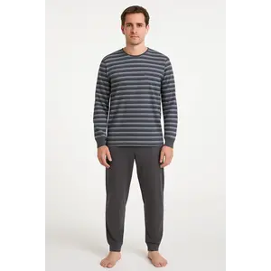 Paul Hopkins pyjama heren lange mouw - Grijs gestreept Paul Hopkins pyjama heren lange mouw - Grijs gestreept