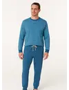 M.E.Q. Heren pyjama lange mouwen katoen - Spring blue