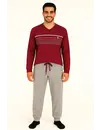 M.E.Q. Heren pyjama lange mouwen katoen - V-hals - Rood
