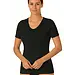 Entex dames thermo T-shirt korte mouw - Diepe ronde hals - Warm Wollen ondershirt - Zwart