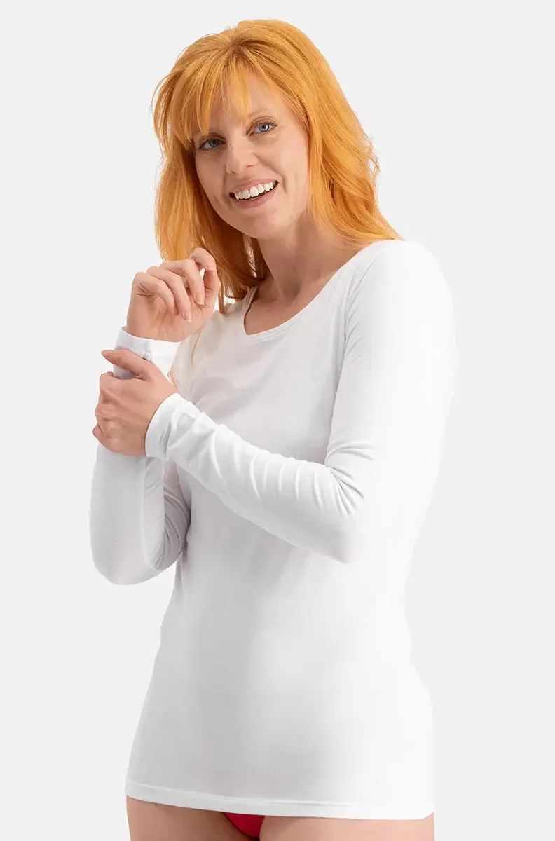 Bamboo Basics 2-pak Extra lange shirts Lange mouw - Lara - Lange dames ondershirts met ronde hals Bamboo Basics 2-pak Extra lange shirts Lange mouw - Lara - Lange dames ondershirts met ronde hals