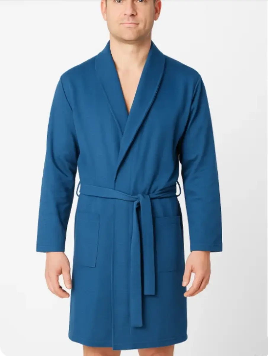 Outfitter heren wafel badjas - Blue colors