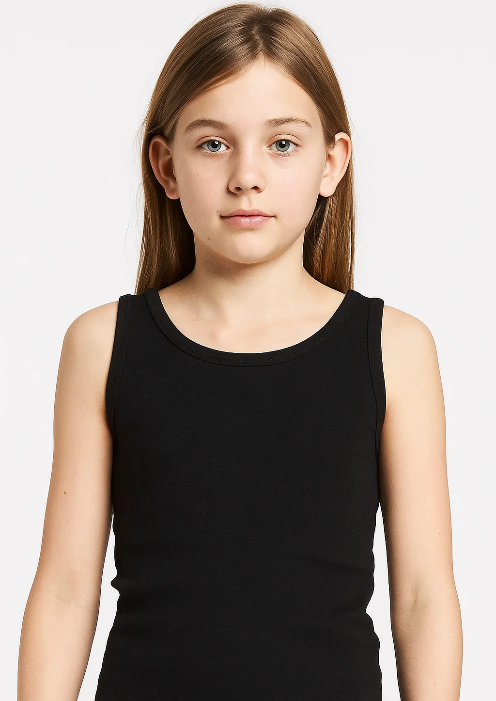 Beeren Comfort katoen meisjes hemdje brede band - Meisjes singlet katoen - 164 - Zwart