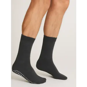 Basset Homepads Antislip sokken 1 paar - Antraciet - Katoenen grip sokken - Huissokken