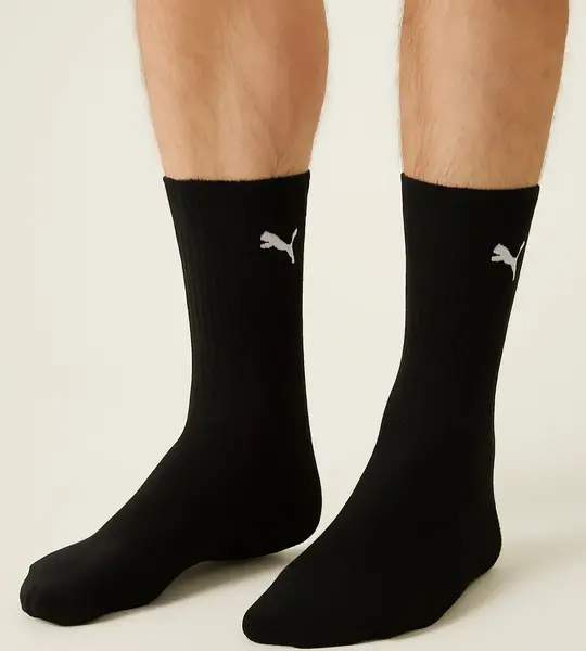 Puma 3-paar Crew sport sokken - Katoenen ademende sportsokken voor dames en heren - Zwart - Grijs - Donkerblauw