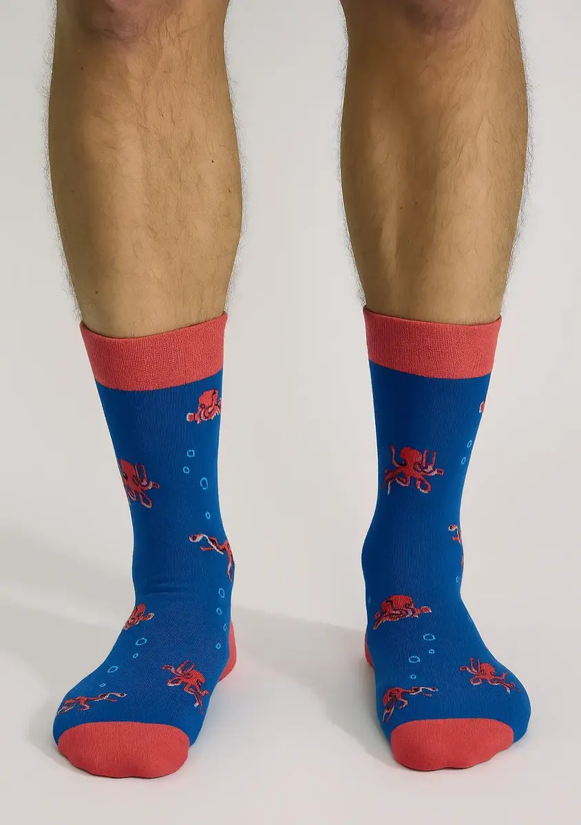 Benyson Sokken Octopus - Organisch katoen 1- Paar - Vrolijke katoenen sokken met leuke en grappige print - Dames - Heren