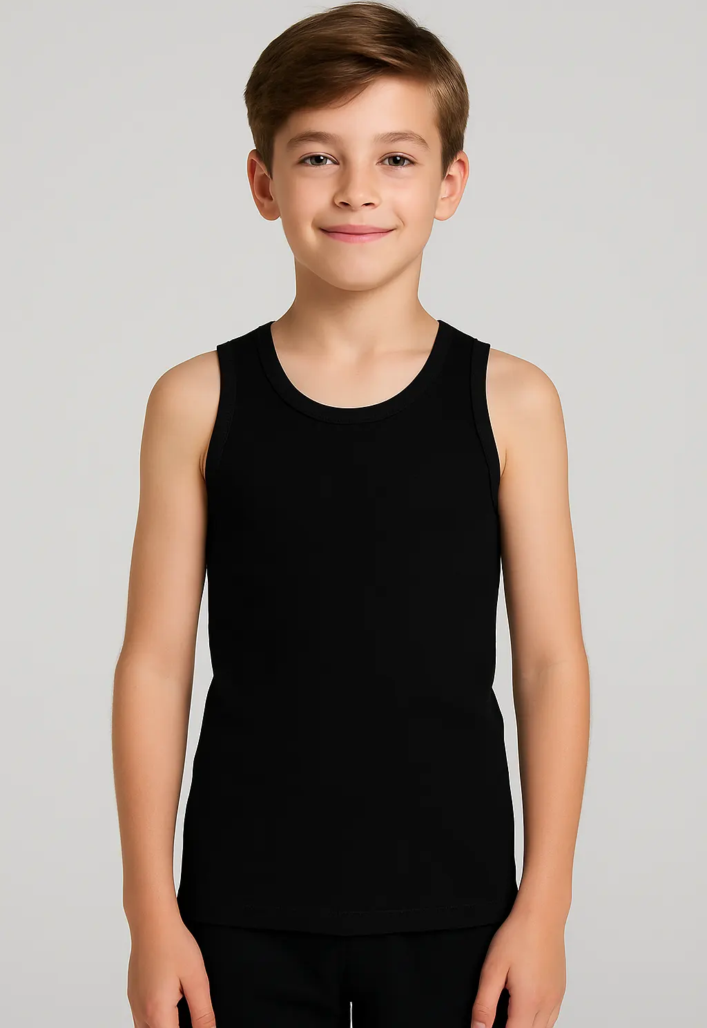 Beeren Young jongens hemd microfiber - jongens onderhemd brede bandjes - Naadloos - 176 - Zwart - Top - Singlet