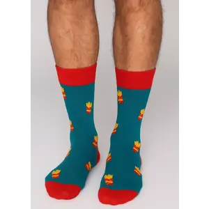 Benyson Sokken Frietjes - Organisch katoen - Vrolijke katoenen sokken met leuke en grappige print - Dames - Heren
