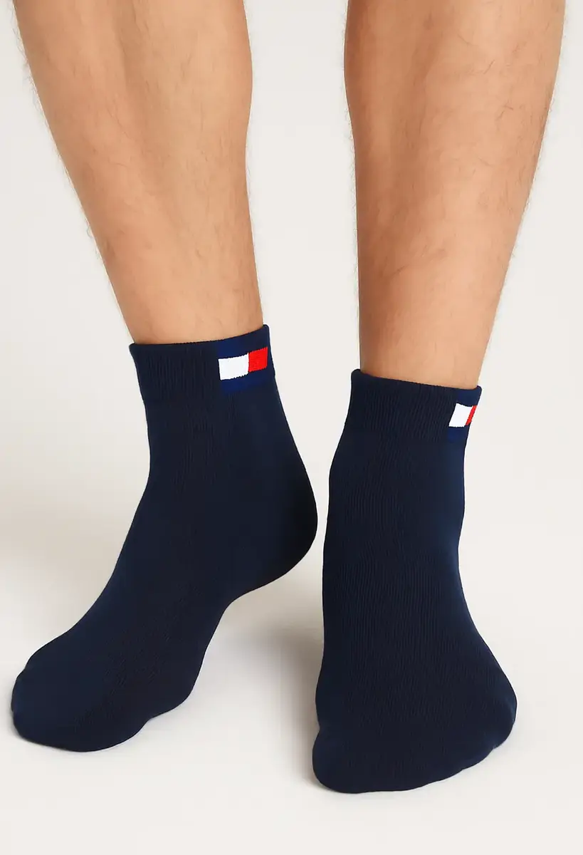 Tommy Hilfiger 2-pack - Quarter Sokken - Katoenen half hoge sokken met vlag