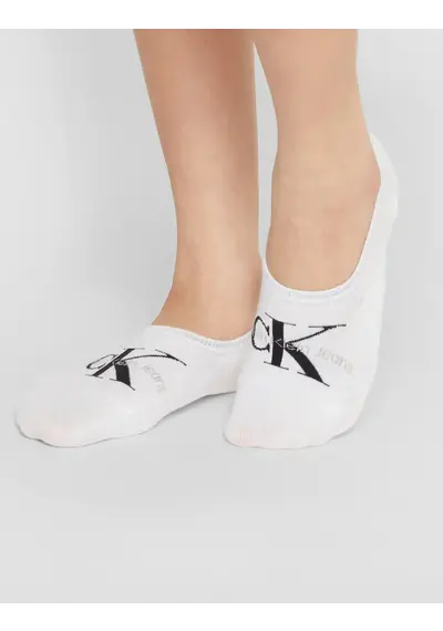 Calvin Klein 2-paar Footie High cut dames sokken - Logo monogram Calvin Klein 2-paar Footie High cut dames sokken - Logo monogram