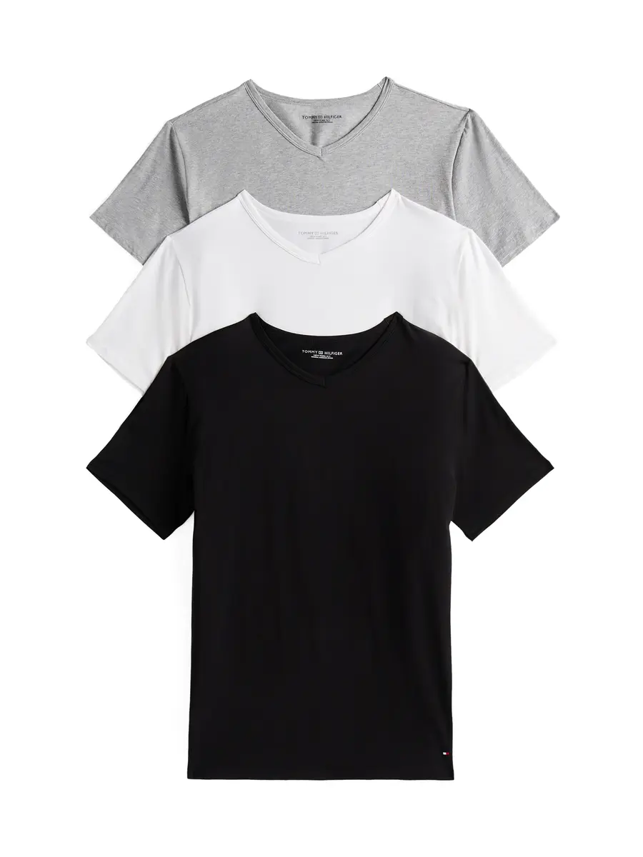 Tommy Hilfiger 3-pak Heren Katoenen T-Shirt V-hals  - Basic ondershirts korte mouw - Ronde hals - Copy