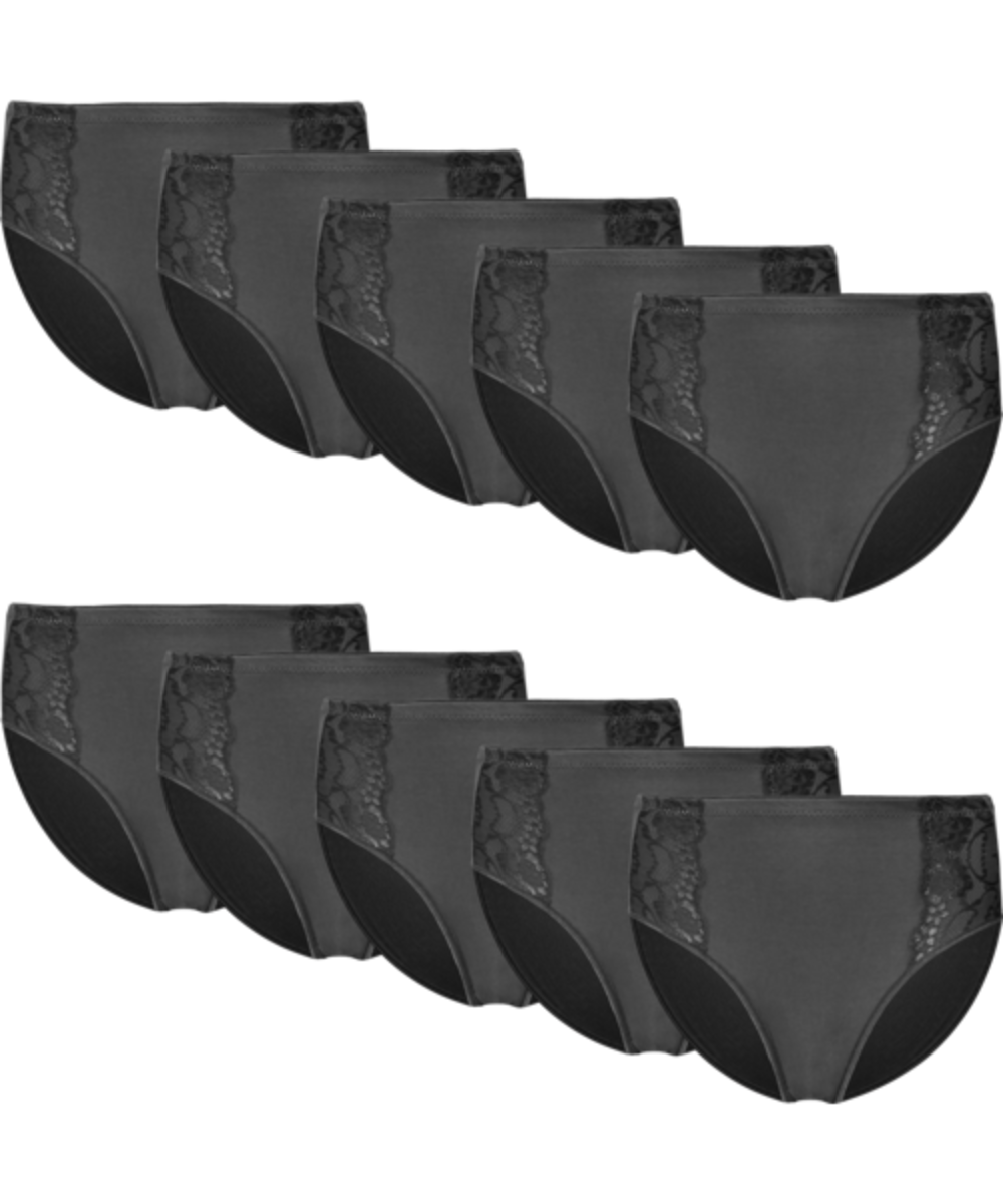 Fine Woman 9-pak dames slip kant  - 9039 - Goedkope Multipack onderbroeken - Elastisch katoen