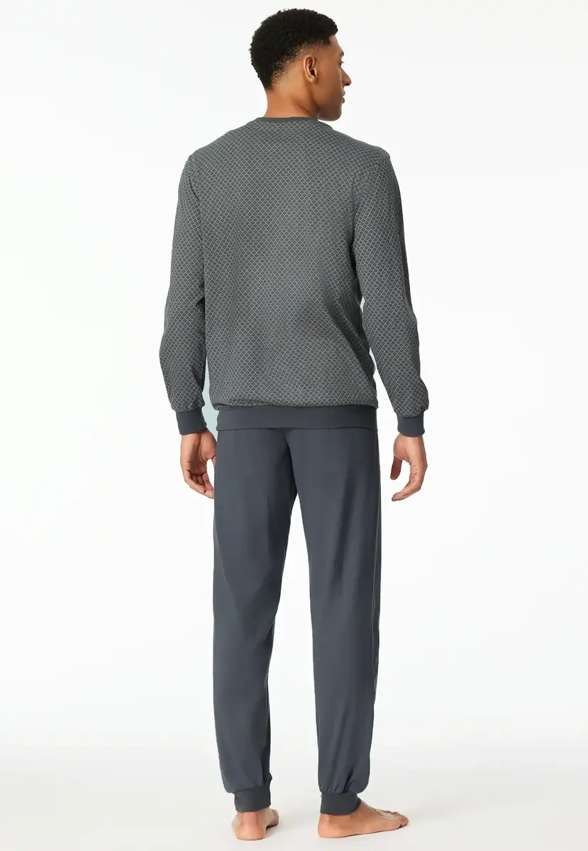 Schiesser pyjama heren Katoen lange mouw- Comfort Essentials - Zonder boordjes