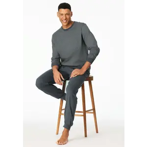 Schiesser pyjama heren Katoen lange mouw- Comfort Essentials - Zonder boordjes