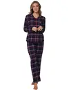 Rebelle dames pyjama Flanel -Donker Blauw - 100% katoenen pyjama met knoopsluiting en lange mouwen
