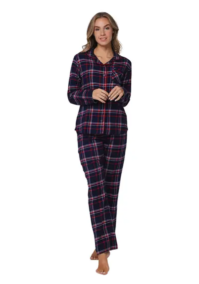 Rebelle dames pyjama Flanel - Donker Blauw Rebelle dames pyjama Flanel - Donker Blauw