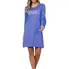 Rebelle dames nachthemd lange mouw -Blauw