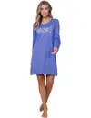 Rebelle dames nachthemd lange mouw -Blauw