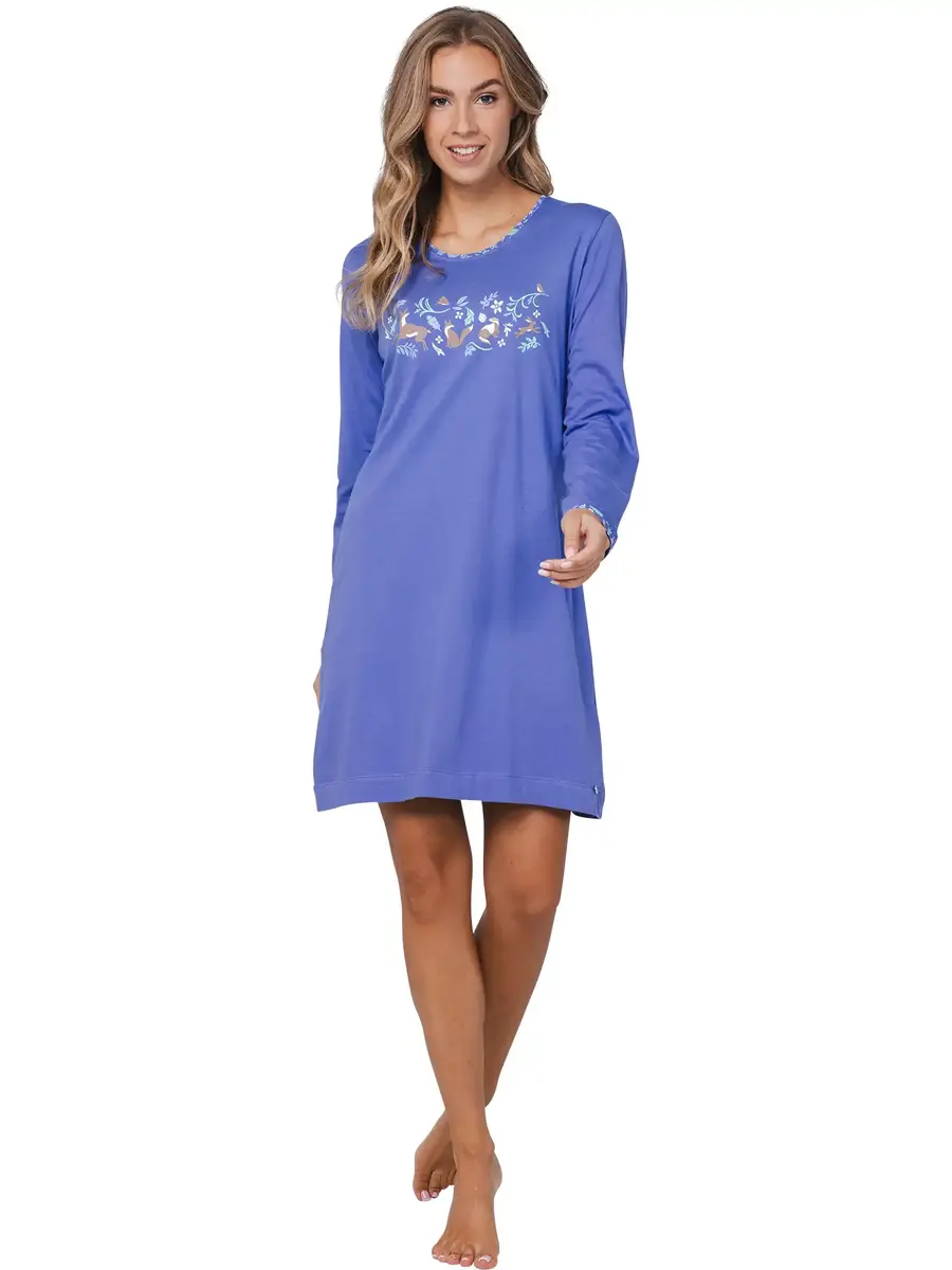 Rebelle dames nachthemd lange mouw -Blauw