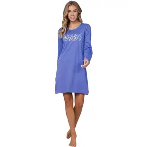 Rebelle dames nachthemd lange mouw -Blauw Rebelle dames nachthemd lange mouw -Blauw