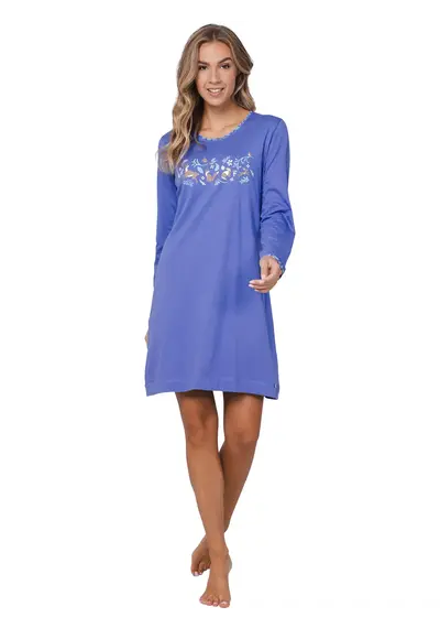 Rebelle dames nachthemd lange mouw - Blauw Rebelle dames nachthemd lange mouw - Blauw