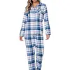 Pastunette Dames Pyjama Flanel met knoopsluiting - Blauw