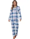 Pastunette Dames Pyjama Flanel met knoopsluiting - Blauw