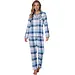 Pastunette Dames Pyjama Flanel met knoopsluiting - Blauw - Blauw