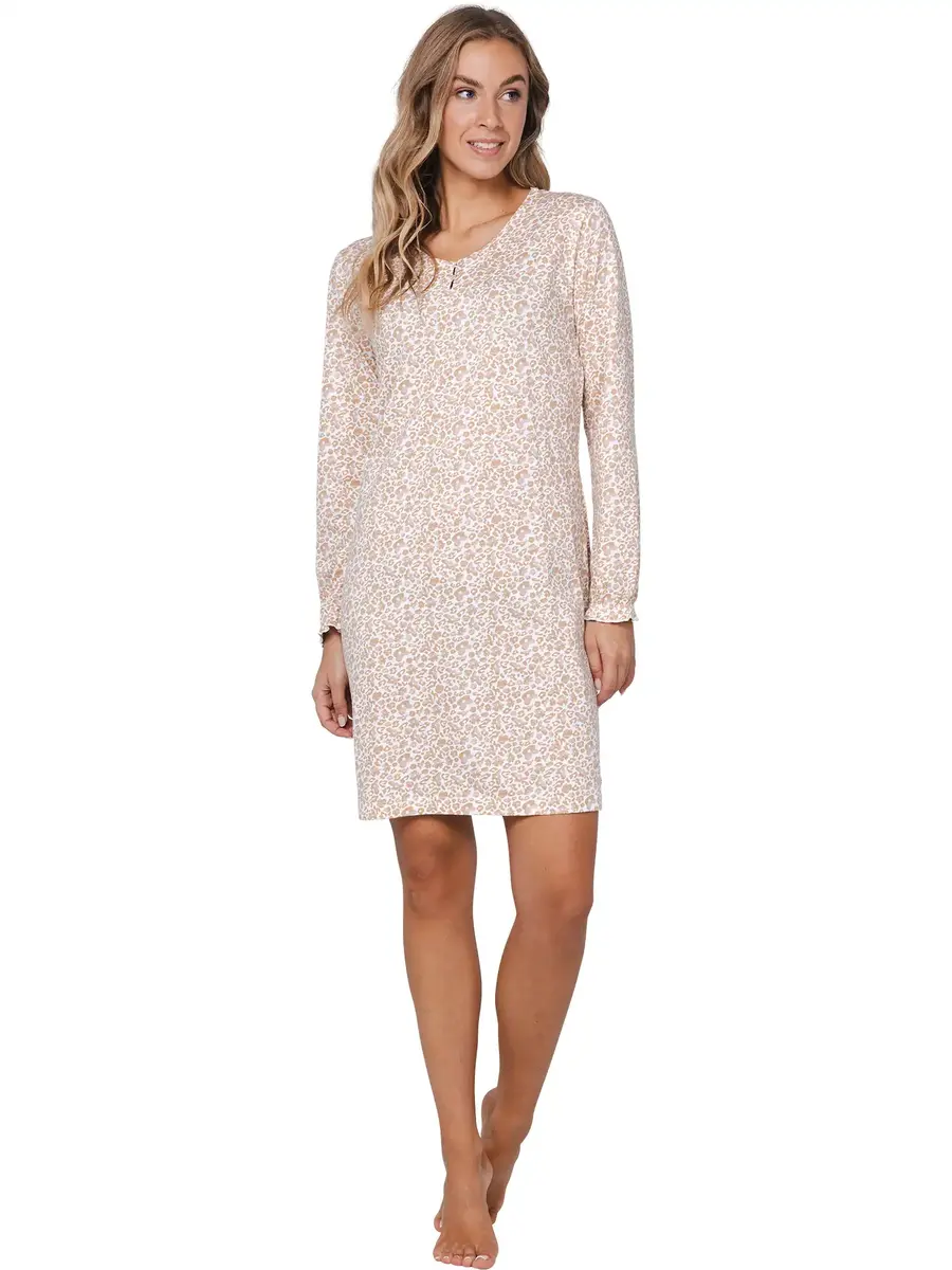 Pastunette dames nachthemd lange mouw - Beige