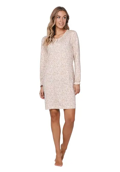 Pastunette dames nachthemd lange mouw - Beige Pastunette dames nachthemd lange mouw - Beige