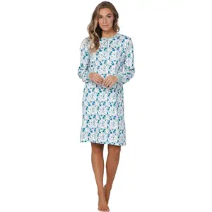 Pastunette dames nachthemd met knoopsluiting - Groen