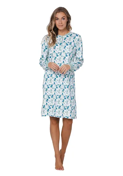 Pastunette dames nachthemd met knoopsluiting - Groen Pastunette dames nachthemd met knoopsluiting - Groen