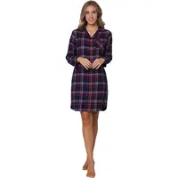 Rebelle dames nachthemd Flanel met knoopsluiting- Donkerblauw Rebelle dames nachthemd Flanel met knoopsluiting- Donkerblauw