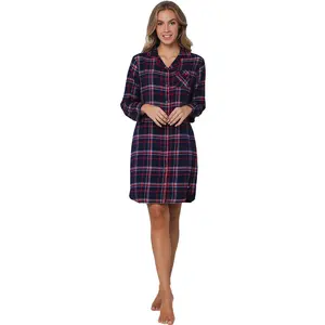 Rebelle dames nachthemd Flanel met knoopsluiting- Donkerblauw Rebelle dames nachthemd Flanel met knoopsluiting- Donkerblauw