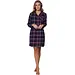 Rebelle dames nachthemd Flanel met knoopsluiting- Donkerblauw - Donkerblauw