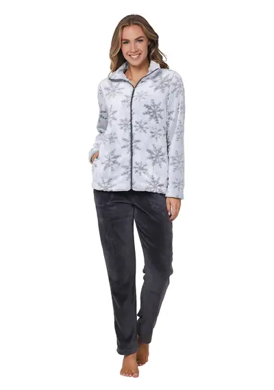Rebelle Huispak Dames Fleece - Grijs - Winter stars Rebelle Huispak Dames Fleece - Grijs - Winter stars