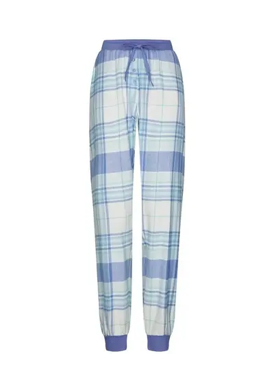 Rebelle Flanellen dames lange pyjamabroek - Mix en Match - Blauw ruit