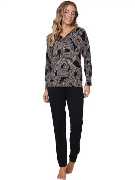 Pastunette dames pyjama lange mouwen - Zwart