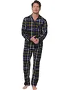 Pastunette Flanellen Heren Pyjama met knoopsluiting  - Donkerblauw