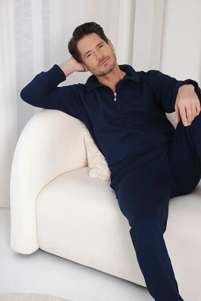 Pastunette heren Huispak - Zipper - Donkerblauw