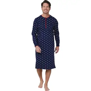 Pastunette Heren Nachthemd - Donkerblauw met print
