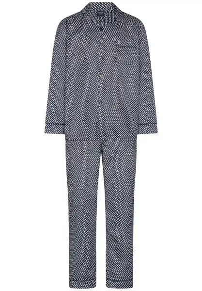Robson satijnen Heren Pyjama met knoopsluiting  - Donkerblauw