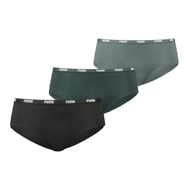 Puma 3-Pack dames Hipsters - Zwarte Katoenen dames onderbroeken - Shorts Puma 3-Pack dames Hipsters - Zwarte Katoenen dames onderbroeken - Shorts