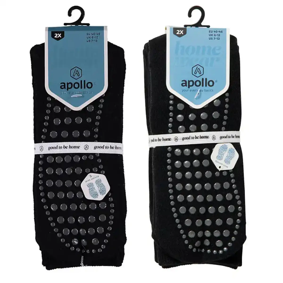 Apollo 2-paar Heren Anti slip badstof sokken - Slipper sokken - Plain