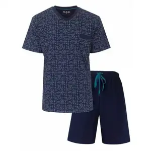 M.E.Q. Heren shortama tricot - Blauw M.E.Q. Heren shortama tricot - Blauw
