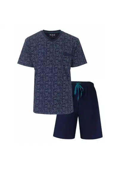 M.E.Q. Heren shortama tricot - Blauw M.E.Q. Heren shortama tricot - Blauw