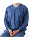 M.E.Q. Heren pyjama lange mouwen katoen - Winter blue