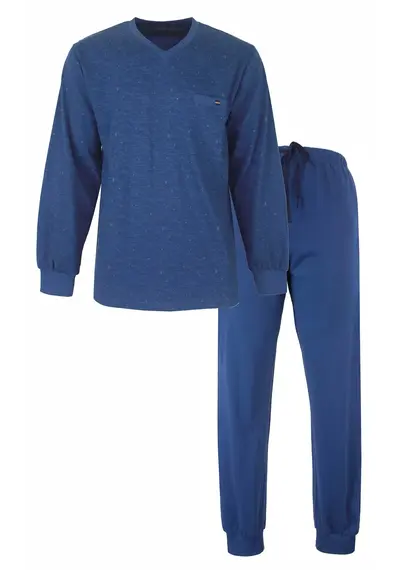 M.E.Q. Heren pyjama lange mouwen katoen - Winter blue M.E.Q. Heren pyjama lange mouwen katoen - Winter blue