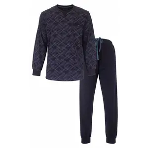 M.E.Q. Heren pyjama lange mouwen katoen - Blue monogram M.E.Q. Heren pyjama lange mouwen katoen - Blue monogram