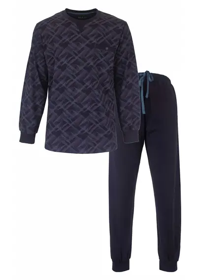 M.E.Q. Heren pyjama lange mouwen katoen - Blue monogram M.E.Q. Heren pyjama lange mouwen katoen - Blue monogram